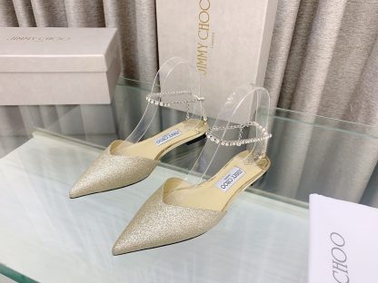 Jimmy Choo patent leather crystal chain flats - Image 3