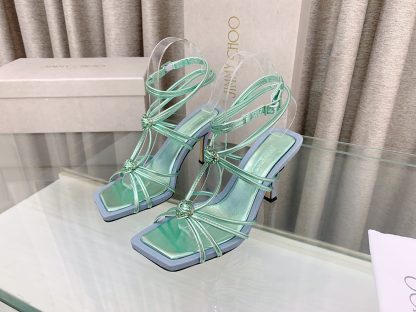 Jimmy Choo Simple and Stylish Heart-shaped Crystal Diamond Strapped High Heels - Image 3