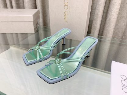 Jimmy Choo Simple and Stylish Heart-shaped Crystal Diamond Strapped High Heels - Image 3