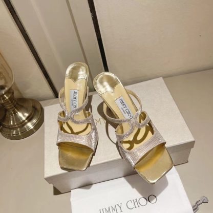 Jimmy Choo Gold Temperament Sandals High Heels - Image 3