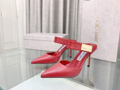 Jimmy Choo metal buckle half slippers women's high heels - Image 3