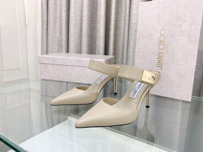 Jimmy Choo metal buckle half slippers women's high heels - Image 3