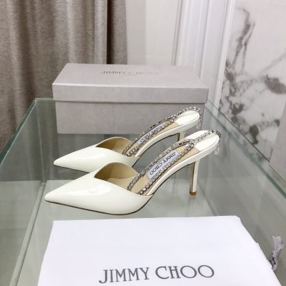 Jimmy Choo patent leather crystal chain high heels - Image 3