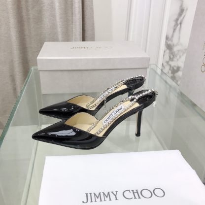 Jimmy Choo patent leather crystal chain pumps - Image 3