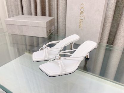 Jimmy Choo fashionable minimalist heart-shaped crystal diamond strap high heels - Image 3