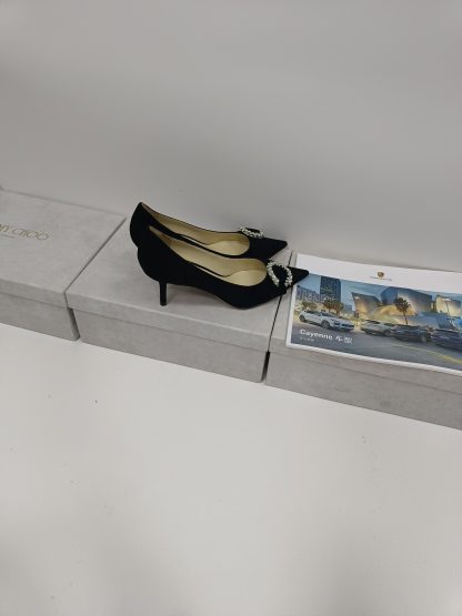 Jimmy Choo Fashion C-shaped Crystal Buckle High Heels - Image 3