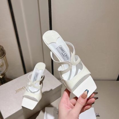 Jimmy Choo Fashion White Temperament Sandals High Heels - Image 3