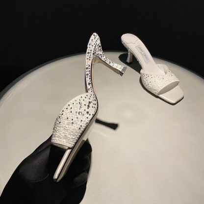Jimmy Choo rhinestone gradient white high heels - Image 3