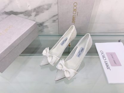 Jimmy Choo mesh rhinestone explosion bow high heels - Image 3