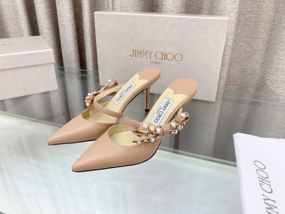 Jimmy Choo mesh rhinestone explosion bow high heels - Image 3