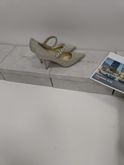 Jimmy Choo delicate high heels with fine sparkling pearls - Image 2