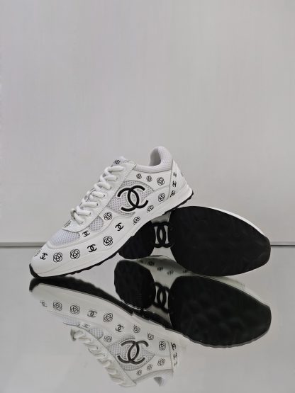 Chanel unisex white and black diamond-patterned breathable mesh casual shoes - Image 3