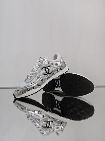 Chanel Unisex Silver Diamond Breathable Mesh Casual Shoes - Image 3