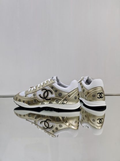 Chanel Unisex Gold Diamond Breathable Mesh Casual Shoes - Image 3