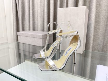 Jimmy Choo new crystal chain square toe high heels - Image 3