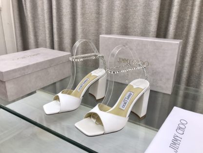 Jimmy Choo new crystal chain square toe high-heeled sandals - Image 3