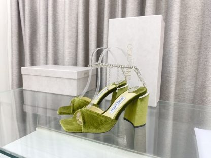 Jimmy Choo new crystal chain square toe high-heeled sandals - Image 3