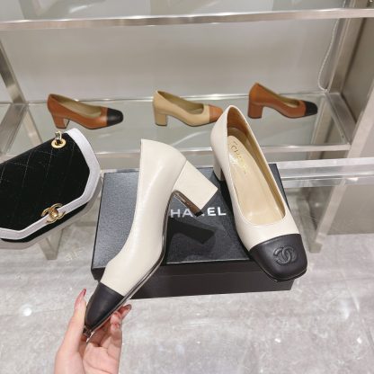 Chanel new white classic retro classic round toe shoes heel height 6.5cm - Image 3