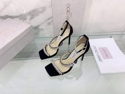 Jimmy Choo new style stiletto heeled back bag diamond chain sandals high heels - Image 3