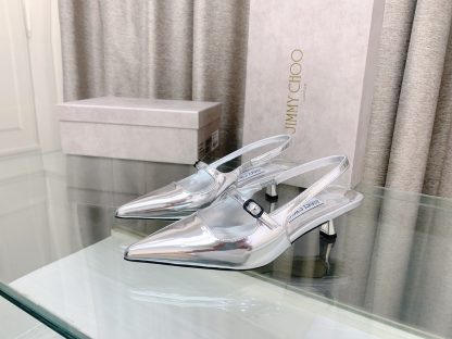 Jimmy Choo new silver fashion slingback high heels - Image 3