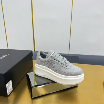 Chanel Grey Casual Versatile Sneakers - Image 3