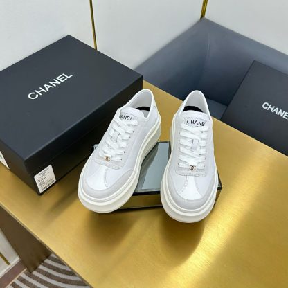 Chanel White Casual Versatile Sneakers - Image 3