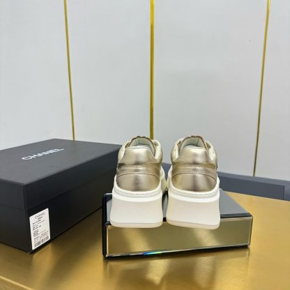 Chanel Gold Casual Versatile Sneakers - Image 3