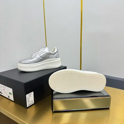 Chanel Silver Casual Versatile Sneakers - Image 3