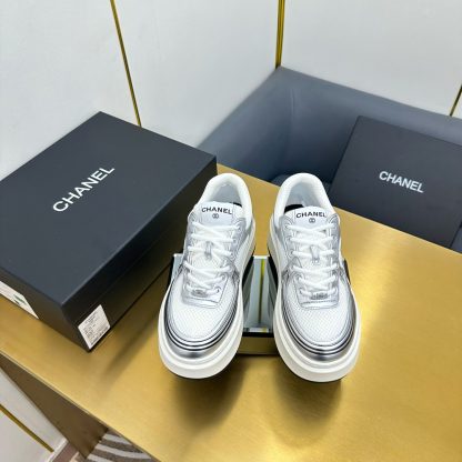 Chanel white and silver casual versatile sneakers - Image 3