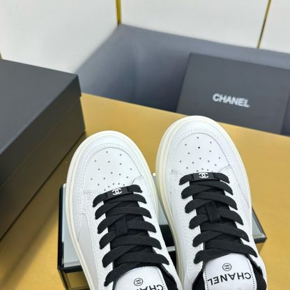 Chanel white with black laces and lining casual versatile sneakers - Image 3