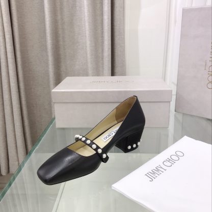 Jimmy Choo Pearl Studded Vintage Chunky Heel Pumps - Image 3