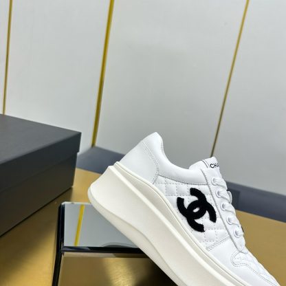 Chanel white with black logo casual versatile sneakers - Image 3