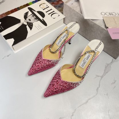 Jimmy Choo classic diamond chain pointed crystal high-heeled sandals - Image 3