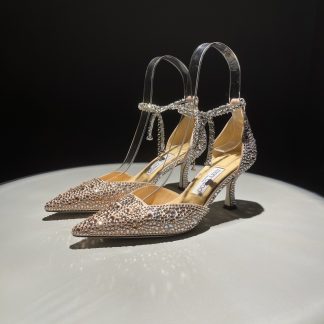Jimmy Choo classic diamond chain pointed crystal high heels