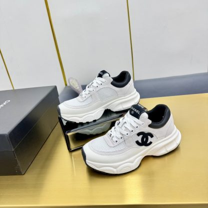 Chanel white and gray classic sports versatile couple style dad shoes - Image 3