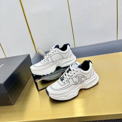 Chanel beige with black classic sports all-match couple style dad shoes - Image 3
