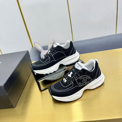 Chanel black classic sports versatile couple style dad shoes - Image 3