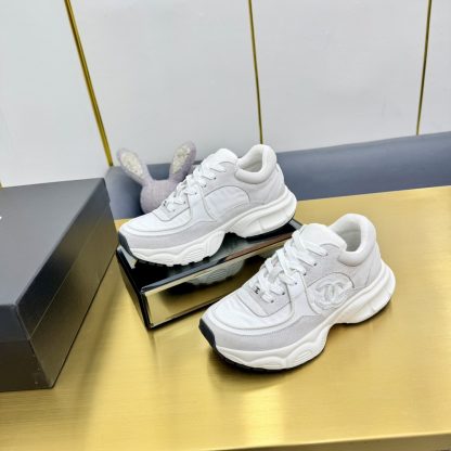 Chanel gray and white classic sports versatile couple style dad shoes - Image 3