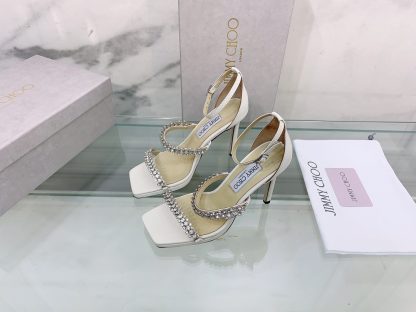 Jimmy Choo new style stiletto heeled back bag diamond chain sandals high heels - Image 3