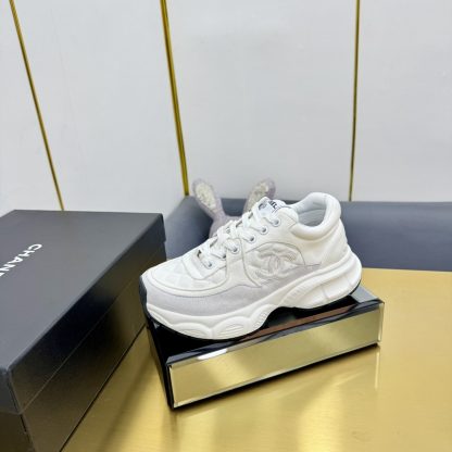 Chanel men's and women's couple's white and gray classic sports casual dad shoes - Image 3