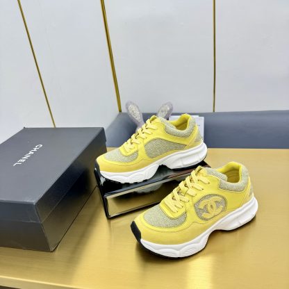 Chanel men's and women's couple's yellow and green classic sports casual dad shoes - Image 3