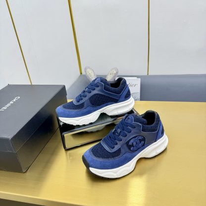 Chanel men's and women's couple's dark blue classic sports casual dad shoes - Image 3