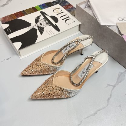 Jimmy Choo diamond chain pointed crystal high heel sandals - Image 3