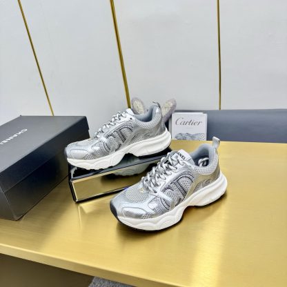 Chanel men's and women's couple silver and black classic breathable casual dad shoes - Image 3