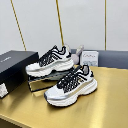 Chanel men's and women's couple silver and black classic sports casual dad shoes - Image 3