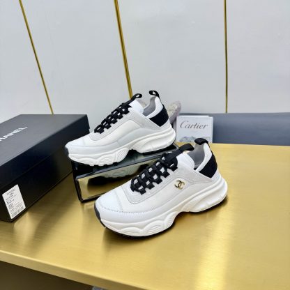 Chanel men's and women's couple's gray and black classic sports casual dad shoes - Image 3