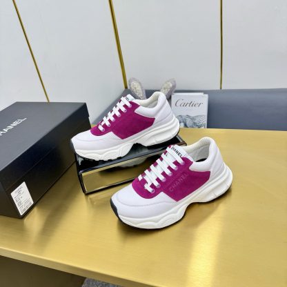 Chanel men's and women's couple's white mix and match pink classic sports casual dad shoes - Image 3