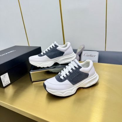 Chanel men's and women's couple's white mix and match gray classic sports casual dad shoes - Image 2