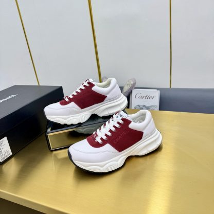 Chanel men's and women's couple's white mix and match red classic sports casual dad shoes - Image 3