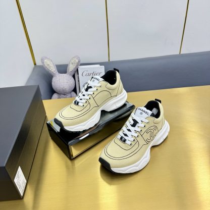Chanel unisex couple's light yellow casual dad shoes - Image 3
